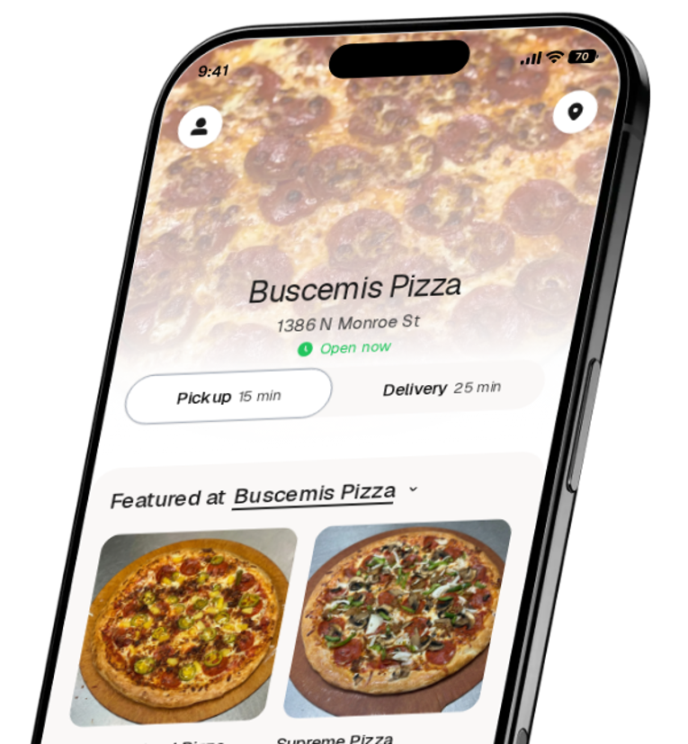 Buscemis Pizza app preview